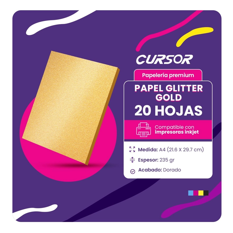 PAPEL FOTOGRAFICO GLITTER GLOSSY DORADO 20HJS A4 - 2