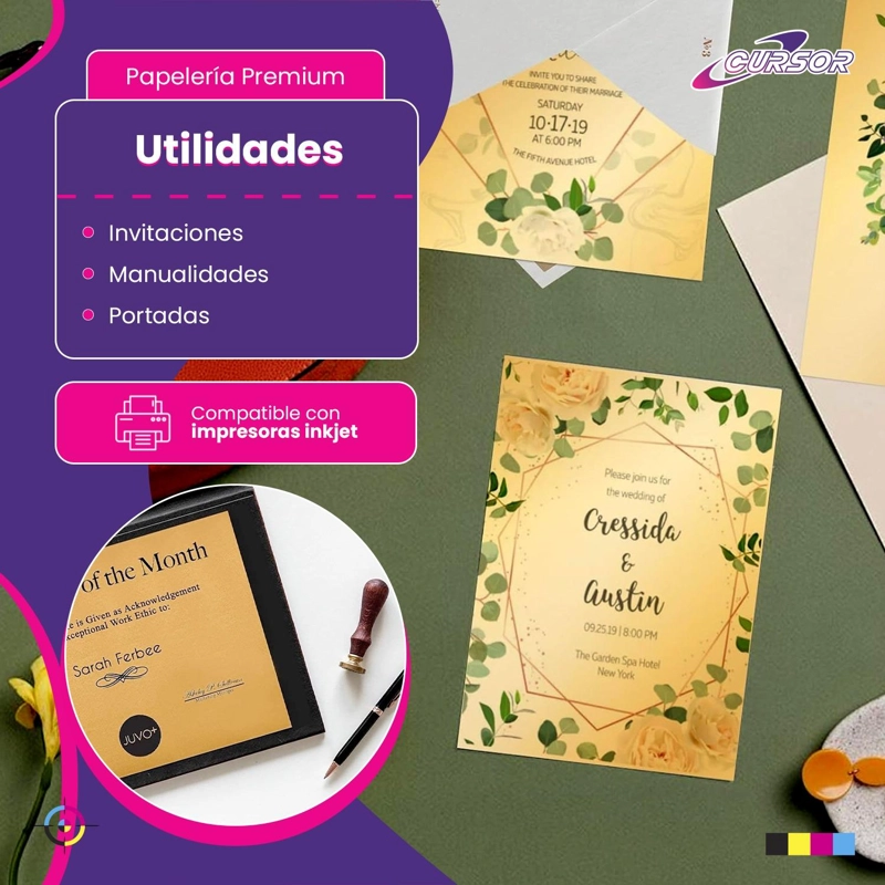 PAPEL FOTOGRAFICO GLITTER GLOSSY DORADO 20HJS A4 - 4