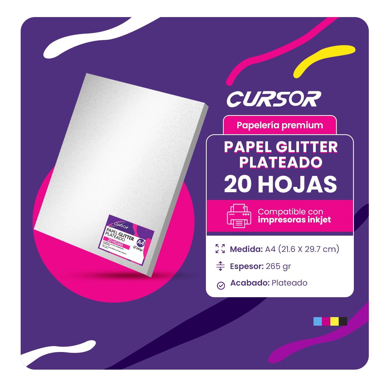 PAPEL FOTOGRAFICO GLITTER GLOSSY PLATEADO 20HJS A4 - 2