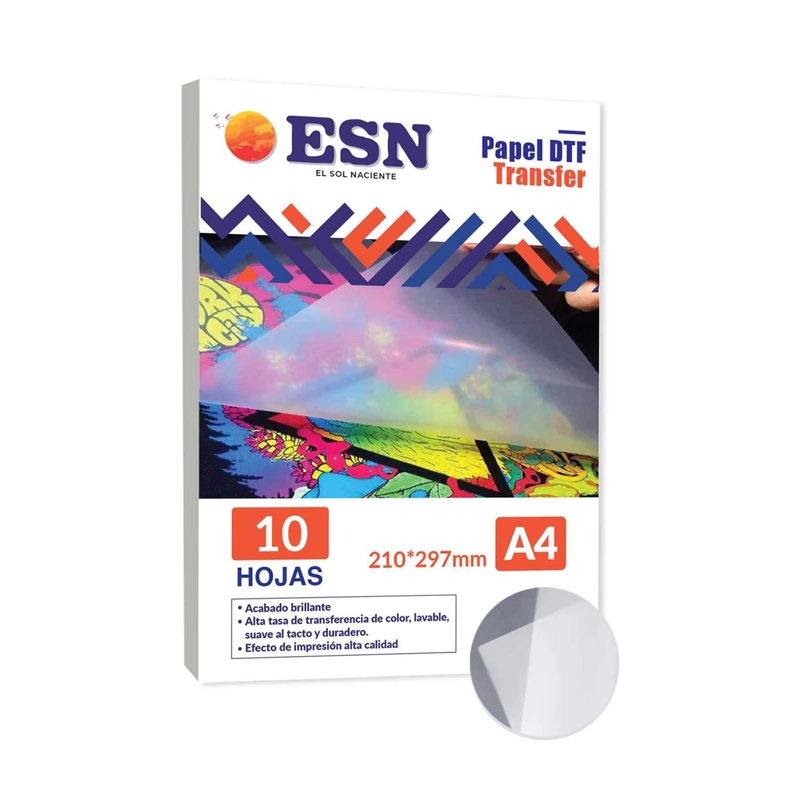 PAPEL FILM DTF A4 10 HOJAS - DIRECT TO FILM - ESN - 2