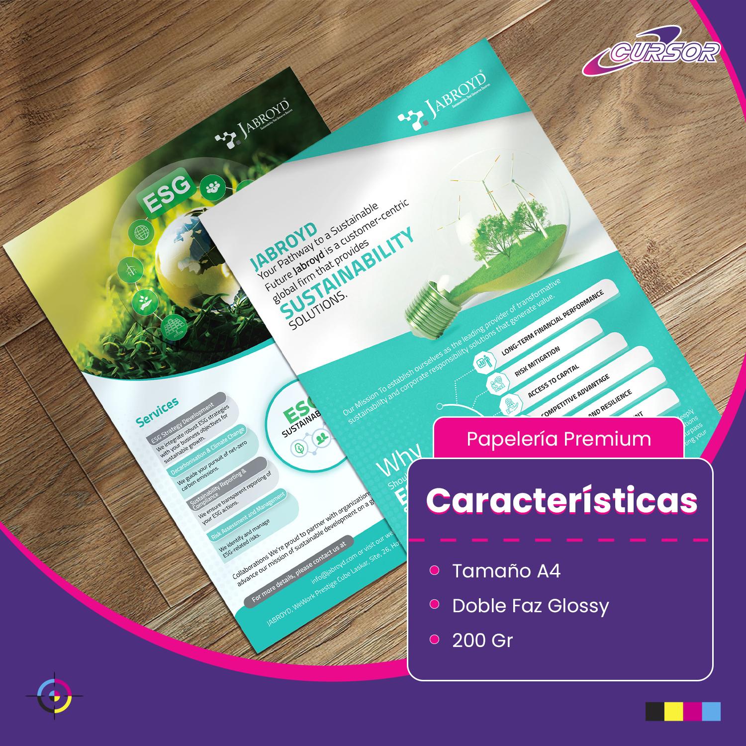 PAPEL FOTOGRAFICO BRILLO A4 DOBLE CARA 200GR FLYERS FOLLETOS 100 HOJAS CURSOR - 3