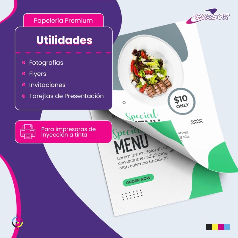 PAPEL FOTOGRAFICO BRILLO A4 DOBLE CARA 200GR FLYERS FOLLETOS 100 HOJAS CURSOR - 4