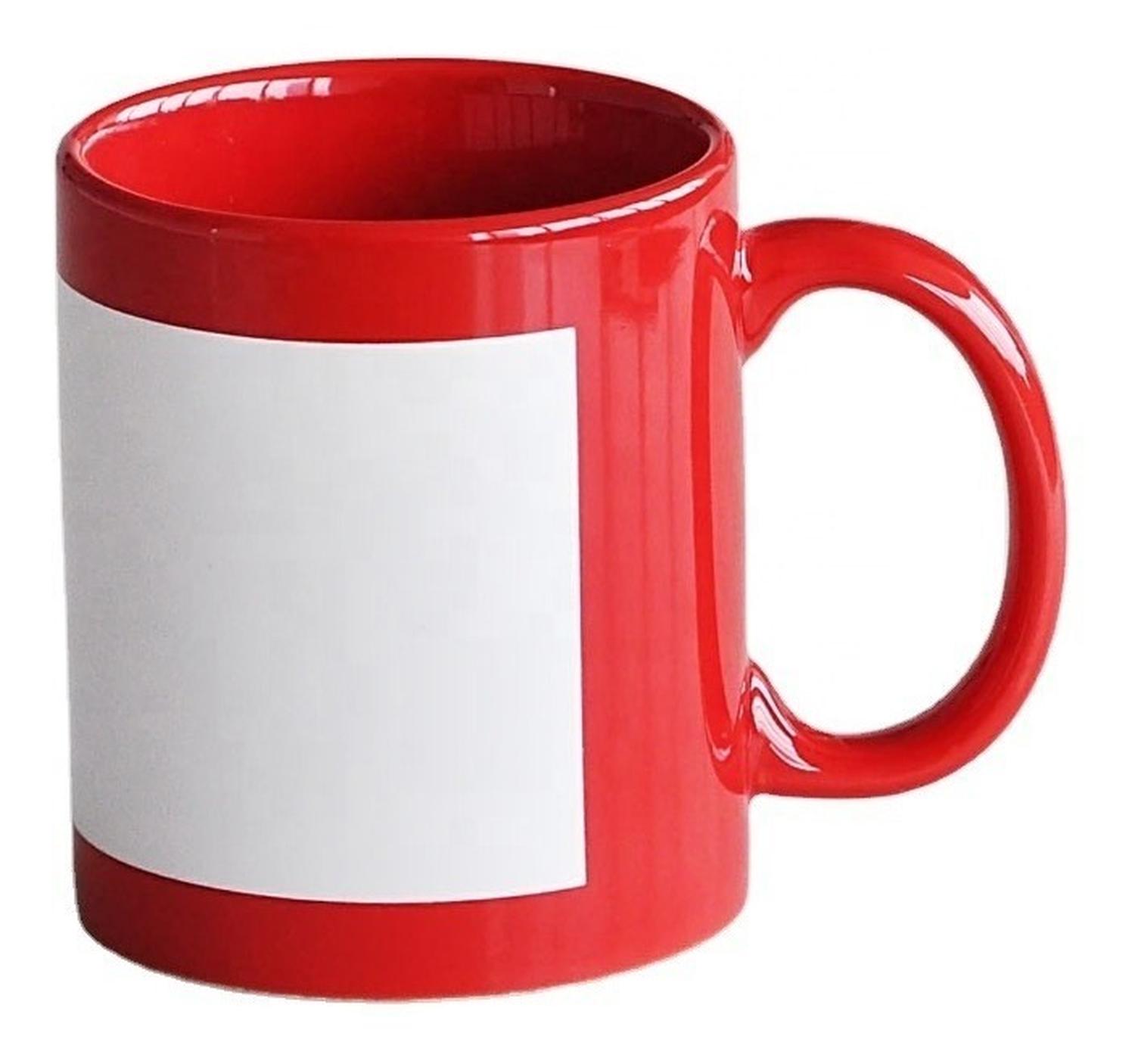 TAZON TAZA ROJA CON PARCHE PARA SUBLIMAR O ESTAMPAR 11OZ - 1