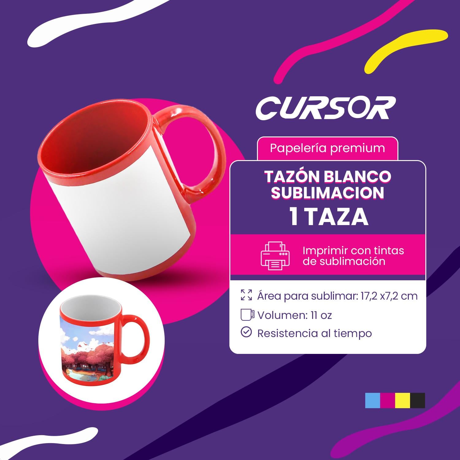 TAZON TAZA ROJA CON PARCHE PARA SUBLIMAR O ESTAMPAR 11OZ - 2