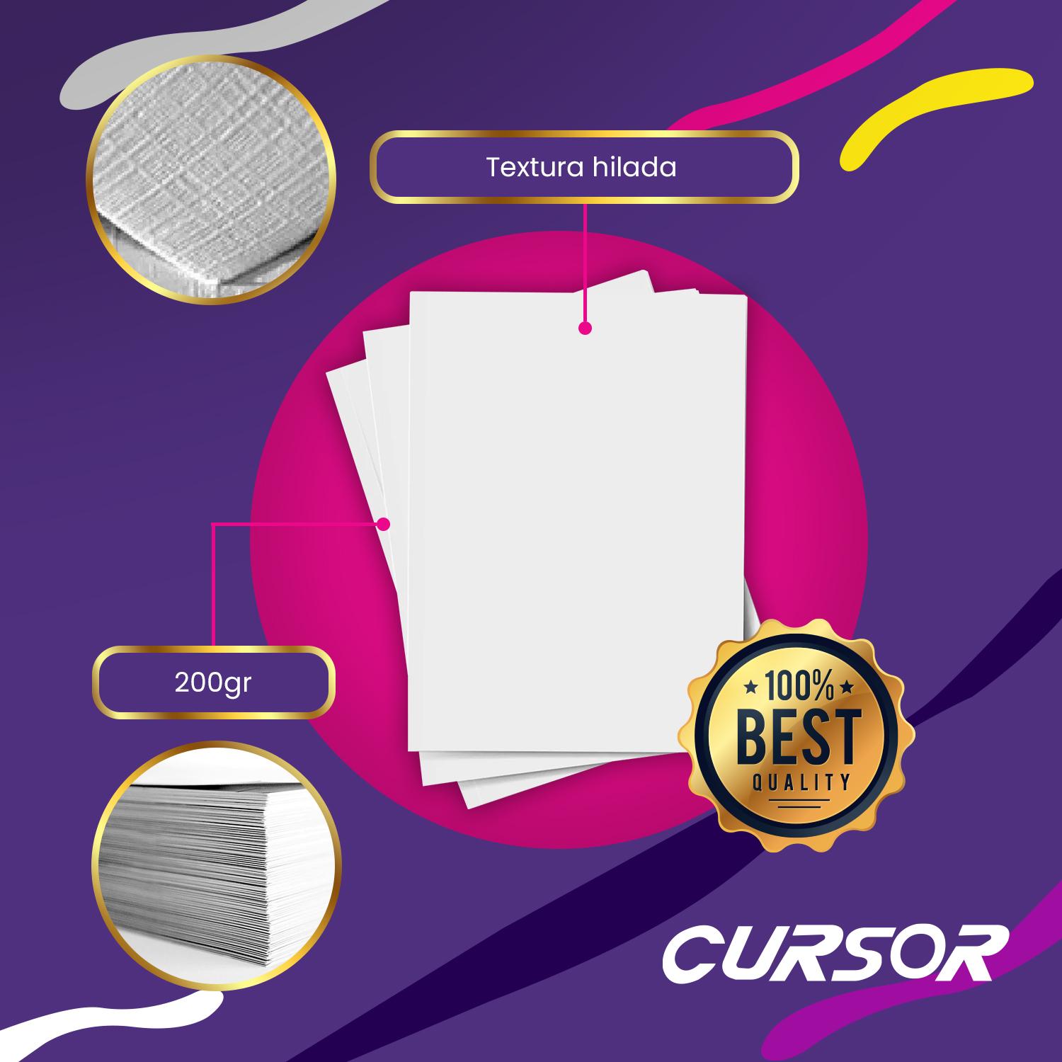 PAPEL OPALINA HILADA 200G BLANCA OFICIO CURSOR 100 HOJAS - 9