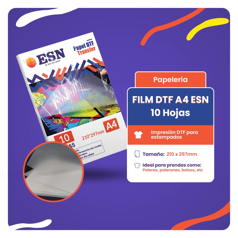 PAPEL FILM DTF A3 10 HOJAS - DIRECT TO FILM - ESN - 2
