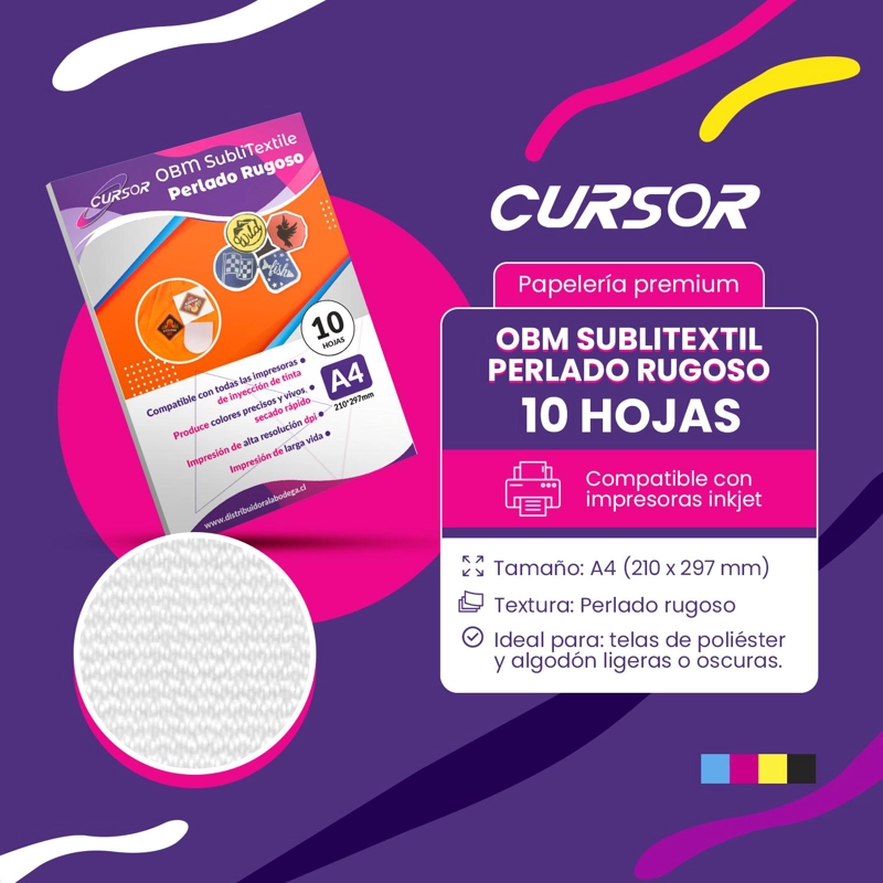 PAPEL OBM SUBLITEXTIL PERLADO RUGOSO 10 HOJAS A4 - 2