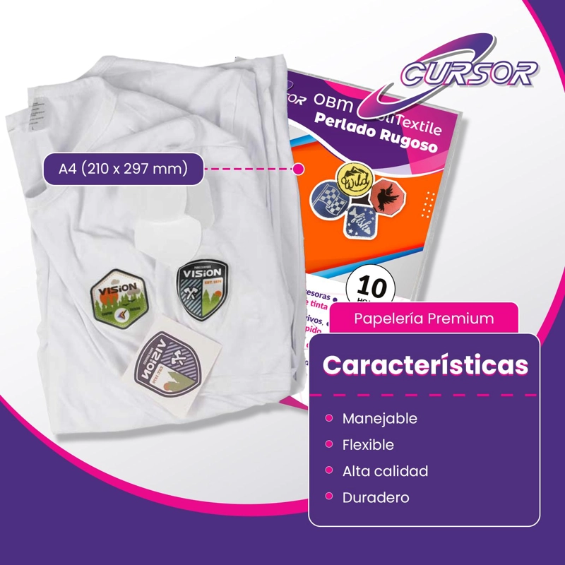 PAPEL OBM SUBLITEXTIL PERLADO RUGOSO 10 HOJAS A4 - 6