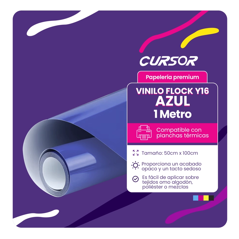 VINILO FLOCK 50CM X1MT CURSOR TAMAÑO 50CM X 1M AZUL Y3 - 3