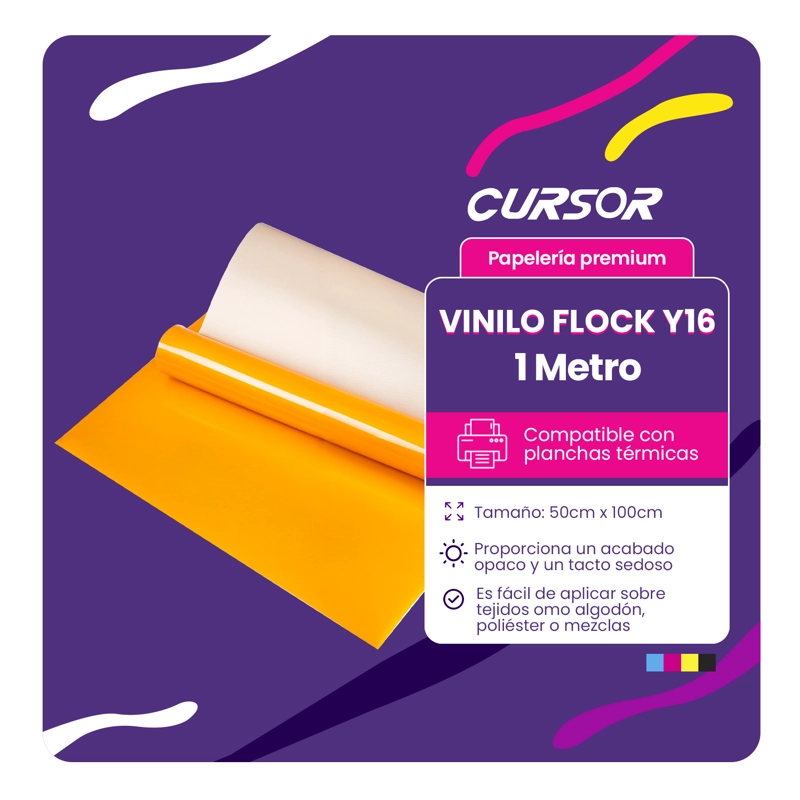 VINILO FLOCK 50CM X1MT CURSOR TAMAÑO 50CM X 1M AMARILLO Y4 - 3