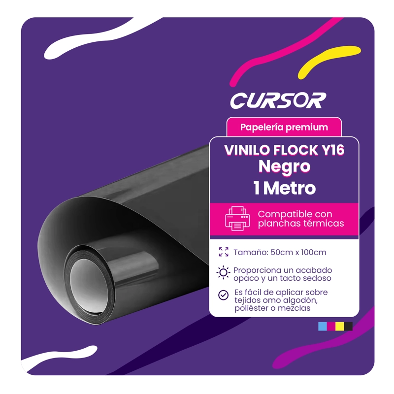 VINILO FLOCK 50CM X1MT CURSOR TAMAÑO 50CM X 1M NEGRO Y2 - 2