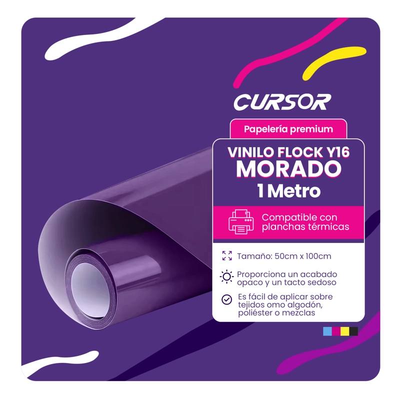 VINILO FLOCK 50CM X1MT CURSOR TAMAÑO 50CM X 1M MORADO Y16 - 2