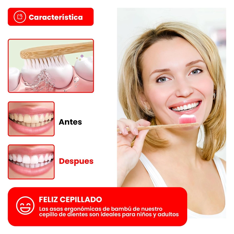 PACK 12 CEPILLO DE DIENTES BAMBU SHIZEN MARRON TAMAÑO MEDIO - 4
