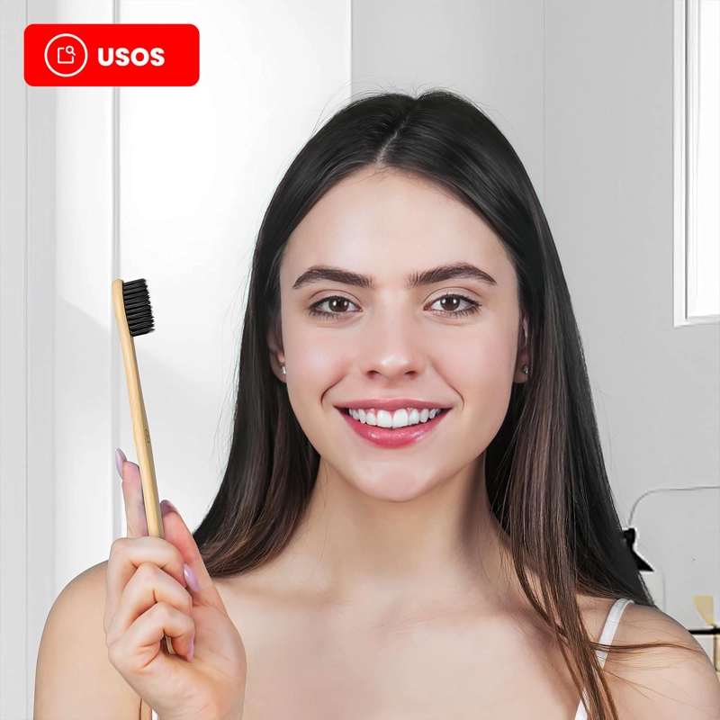 PACK 12 CEPILLO DE DIENTES BAMBU SHIZEN MARRON TAMAÑO MEDIO - 6