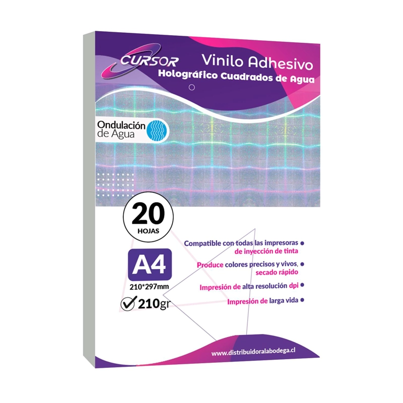 VINILO ADHESIVO TORNASOL CUADRADOS AGUA IMPRIMIBLE A4 20HJS - 1
