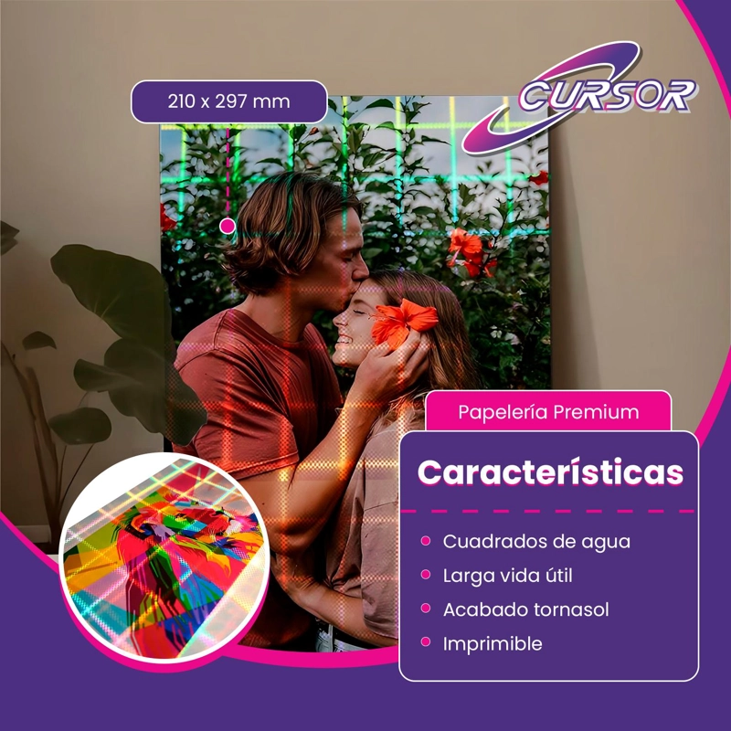 VINILO ADHESIVO TORNASOL CUADRADOS AGUA IMPRIMIBLE A4 20HJS - 4