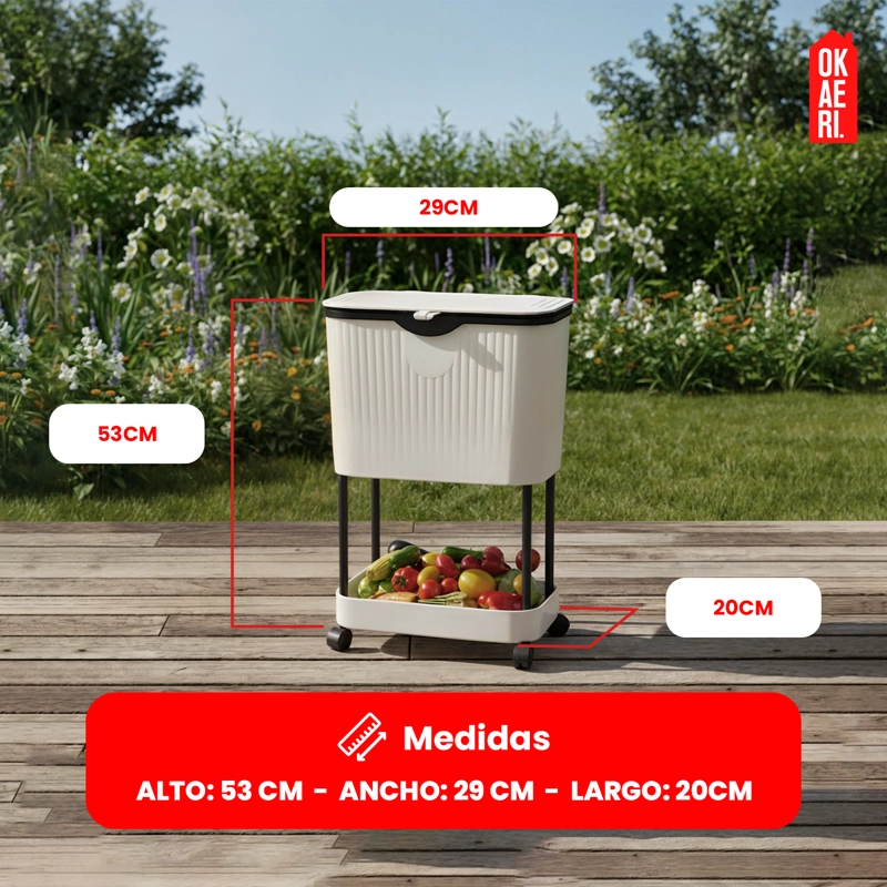 ESTANTE DE ALMACENAMIENTO CONTENEDOR CON REPISA Y RUEDAS - 2