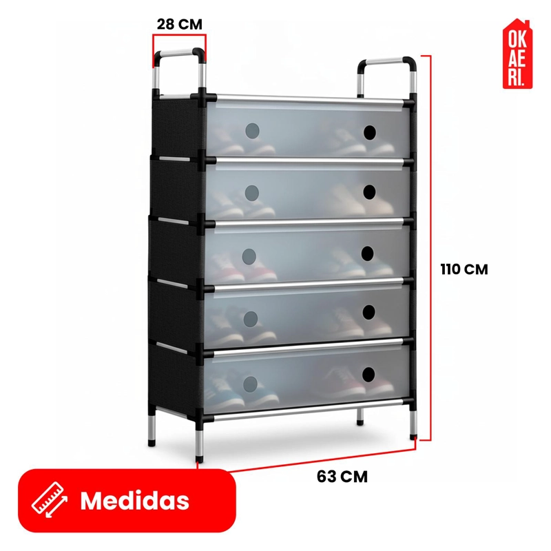 ZAPATERO MULTIFUNCIONAL - 6 NIVELES NEGRO 63*28*110CM - 3