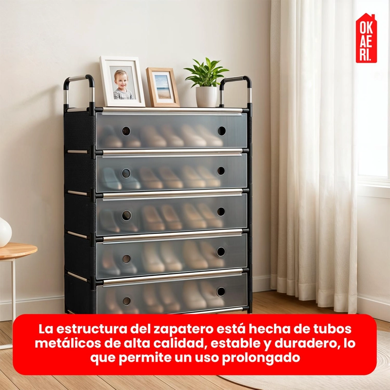 ZAPATERO MULTIFUNCIONAL - 6 NIVELES NEGRO 63*28*110CM - 6