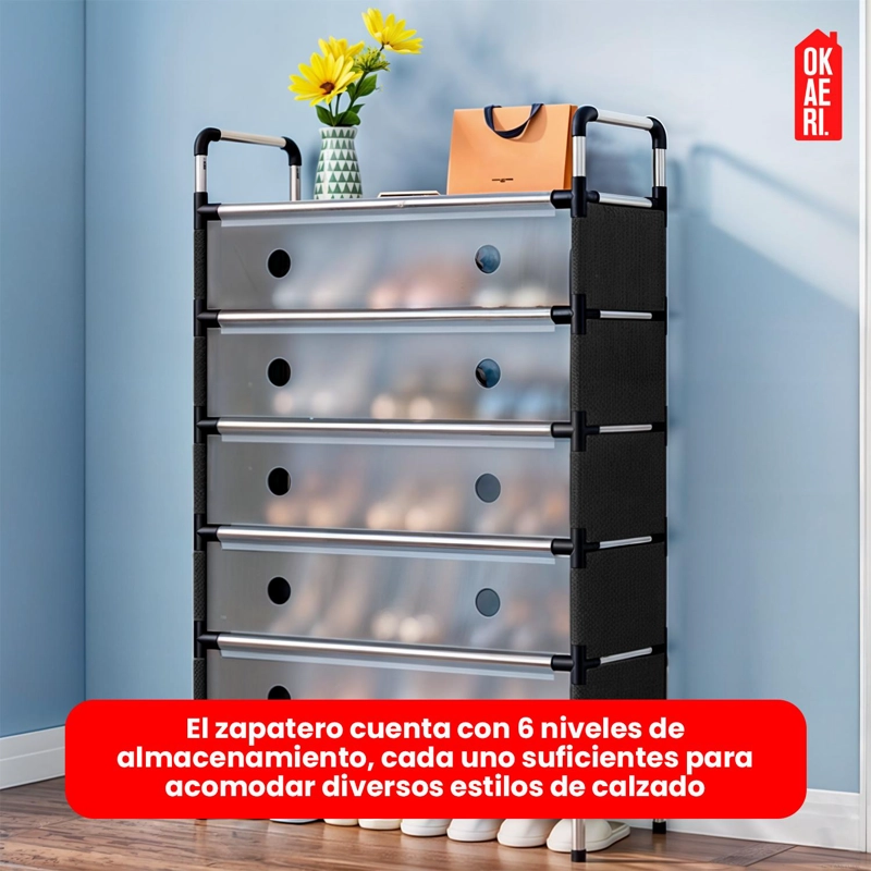 ZAPATERO MULTIFUNCIONAL - 6 NIVELES NEGRO 63*28*110CM - 7