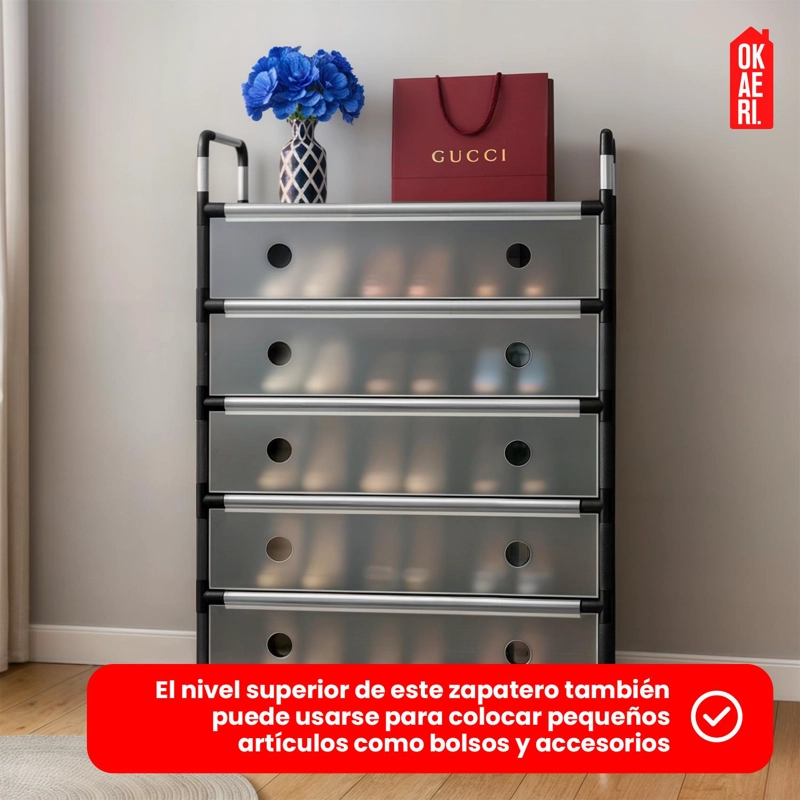 ZAPATERO MULTIFUNCIONAL - 6 NIVELES NEGRO 63*28*110CM - 8