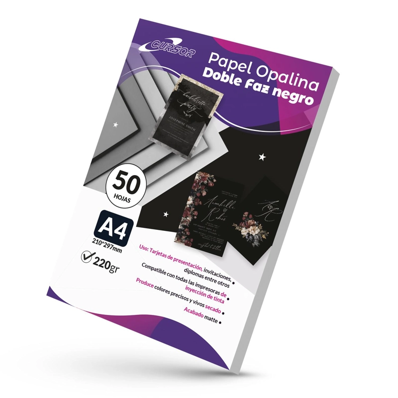 PAPEL OPALINA DOBLE FAZ 220G 50 HOJAS A4 CURSOR TAMAÑO A4 - 1