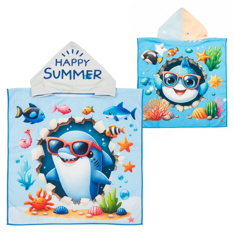 TOALLA DE BAÑO / PLAYA CON CAPUCHA NIÑAS Y NIÑOS - 1