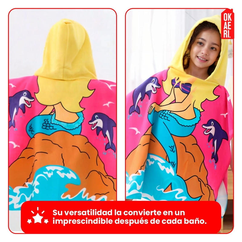 TOALLA DE BAÑO / PLAYA CON CAPUCHA NIÑAS Y NIÑOS - 5