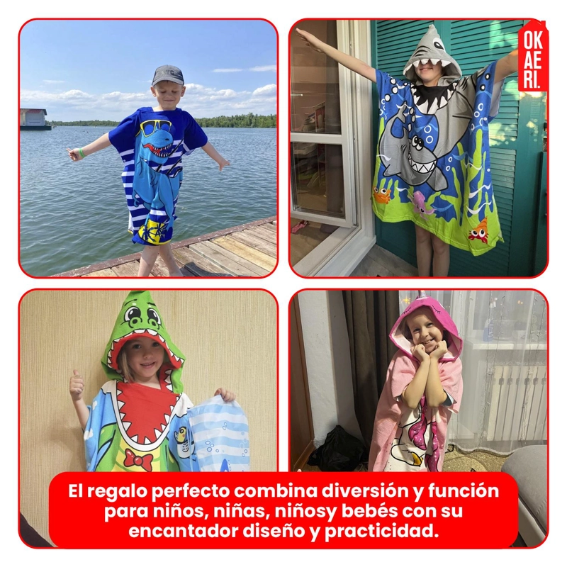 TOALLA DE BAÑO / PLAYA CON CAPUCHA NIÑAS Y NIÑOS - 6