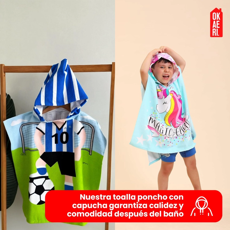 TOALLA DE BAÑO / PLAYA CON CAPUCHA NIÑAS Y NIÑOS - 7