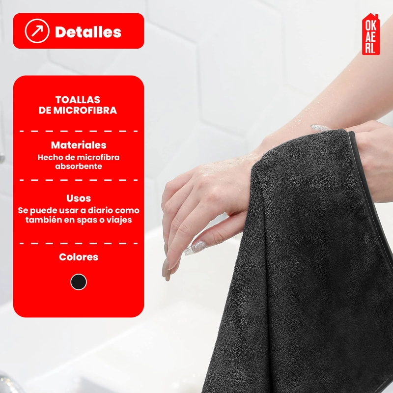 PACK 6 TOALLAS NEGRA PELUQUERIA HOTEL BARBERIA SPA GYM 77*41 CM - 2