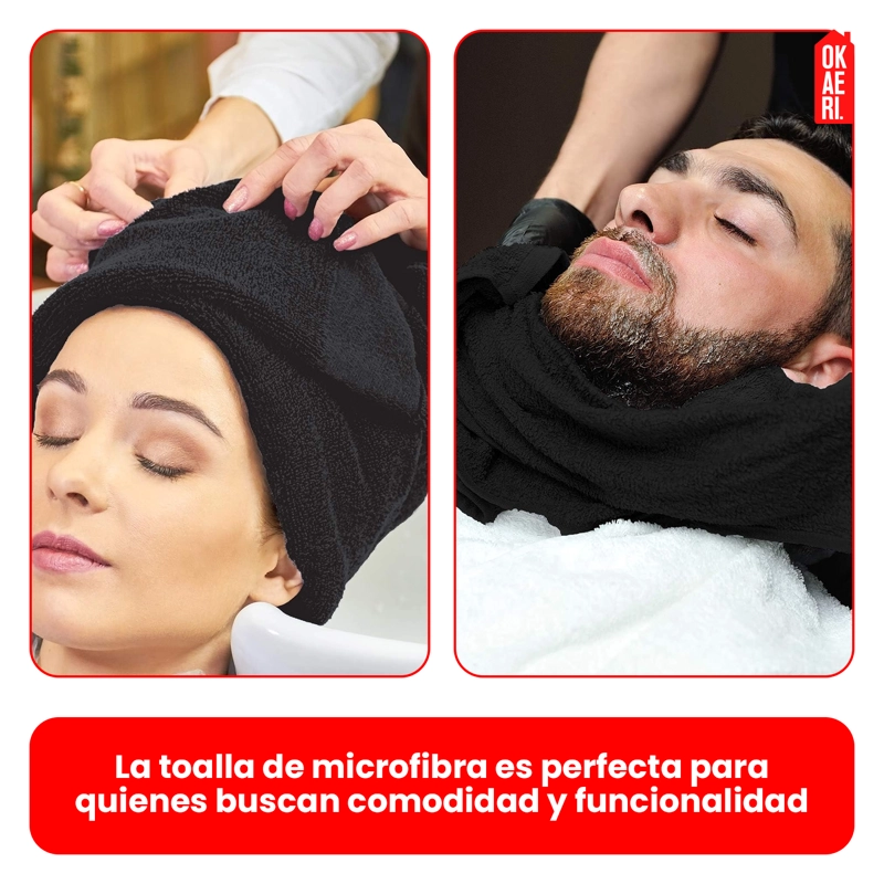 PACK 6 TOALLAS NEGRA PELUQUERIA HOTEL BARBERIA SPA GYM 77*41 CM - 4