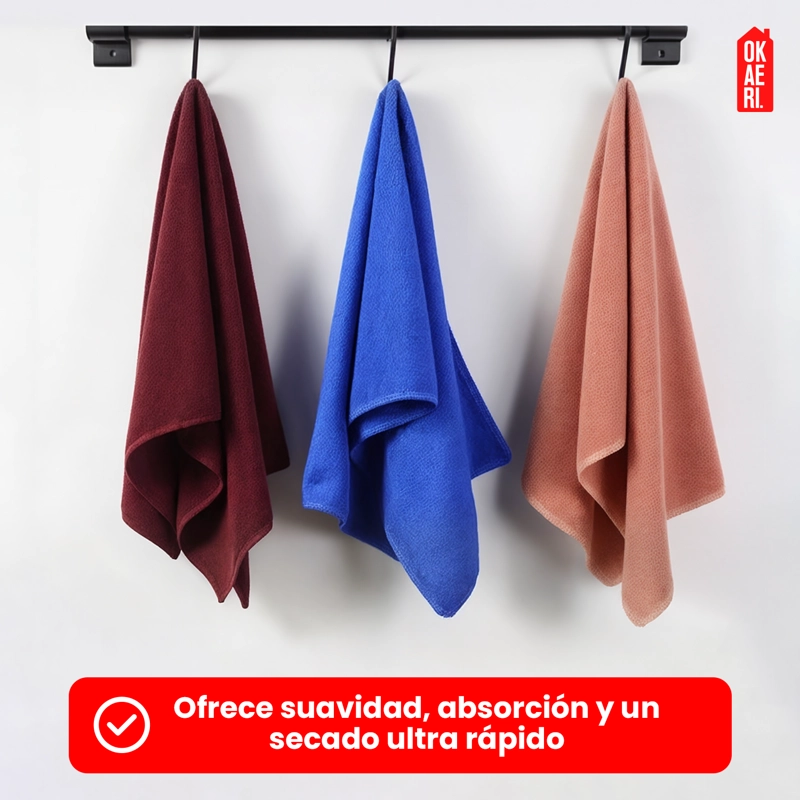 SET DE 6 PAÑOS / TOALLAS LISAS COLORES MIXTOS MICROFIBRA 35*75 CM LISOS COLORES MIXTOS - 2