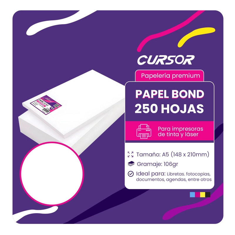 PAPEL BOND 106G A5 250H CURSOR TAMAÑO A5 - 2