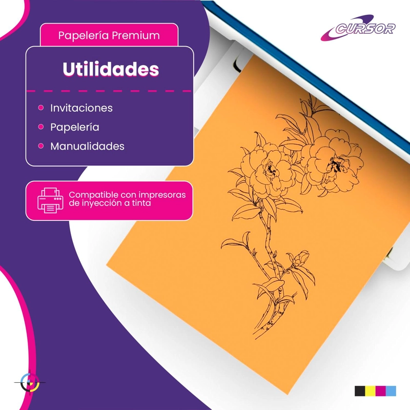 PAPEL OPALINA DOBLE FAZ INKJET 220G 40 HOJAS A4 CURSOR MULTICOLOR TAMAÑO A4 - 4