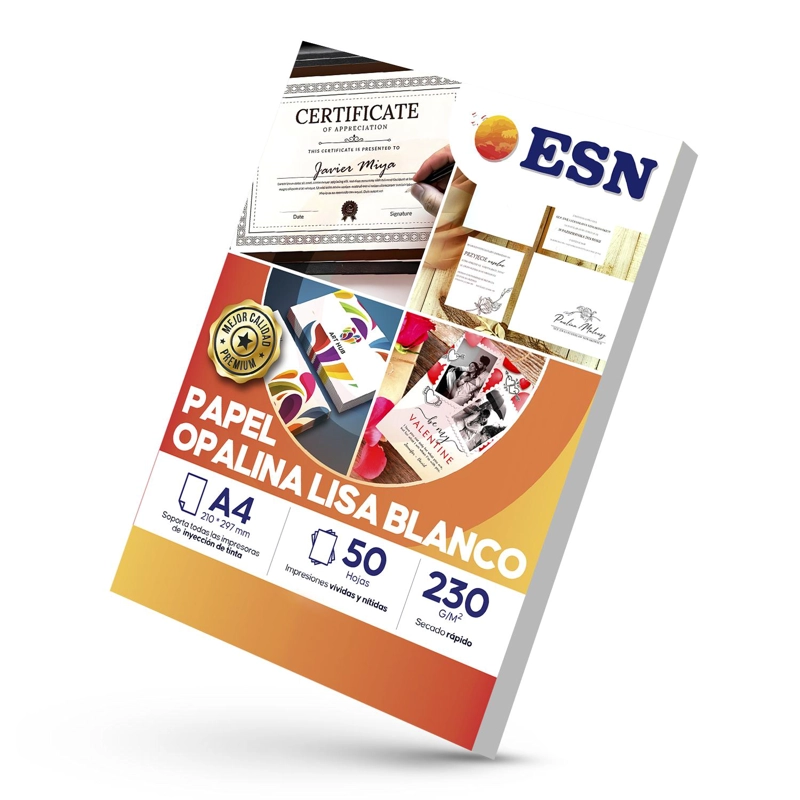 PAPEL OPALINA LISA BLANCO 230 GR A4 50 HOJAS ESN TAMAÑO A4 - 1