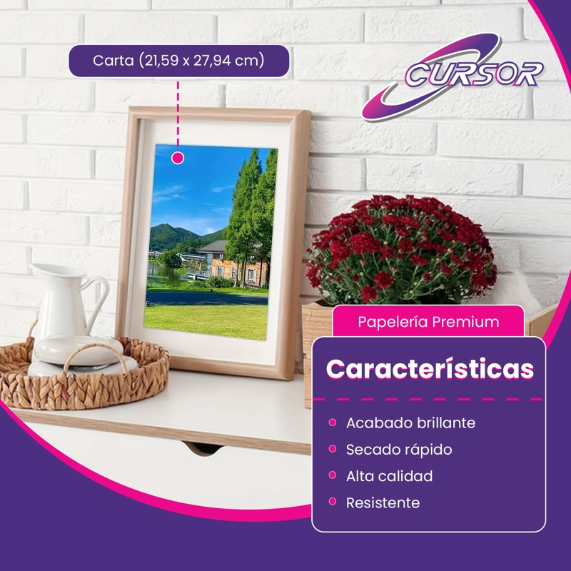 PAPEL COUCHE BRILLANTE 250G CARTA 100 HOJAS CURSOR - 4
