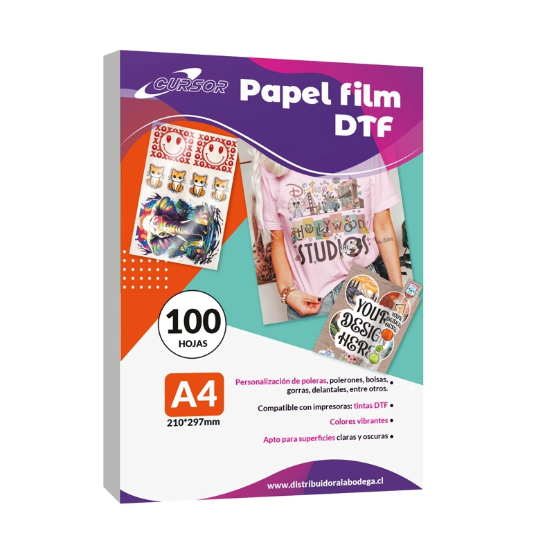 PAPEL DTF 100 HOJAS A4 CURSOR 210G TAMAÑO A4 - 1