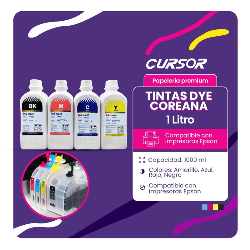 TINTA DYE COREANA ALTERNATIVA 1 LITRO COLORES ENVIOGRAX3 AMARILLO EIMB-U Y - 3
