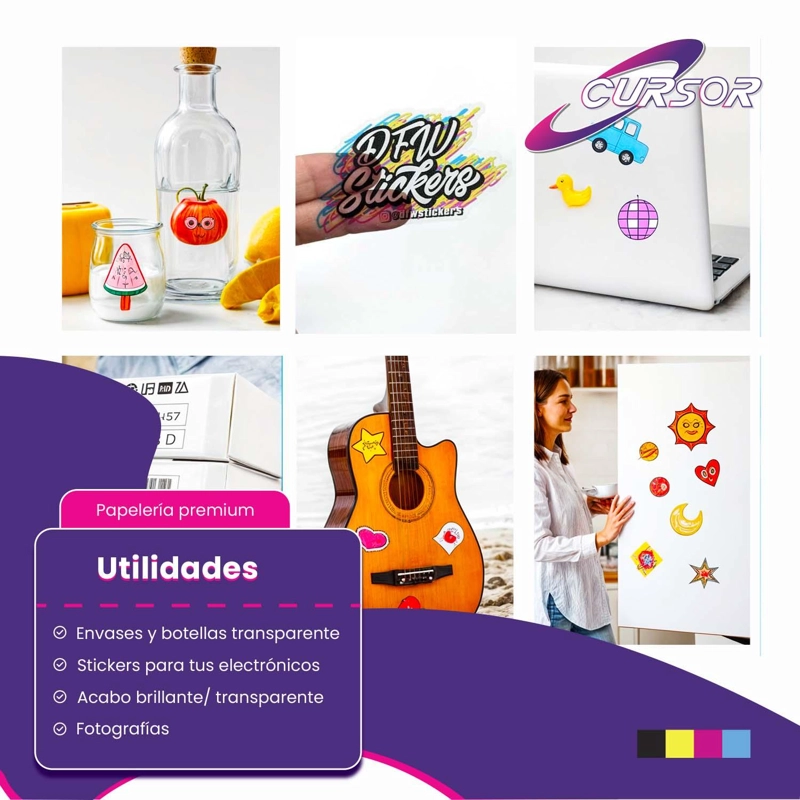 PAPEL VINILO ADHESIVO IMPRIMIBLE TRANSPARNTE A4 INKJET 20HJS - 6