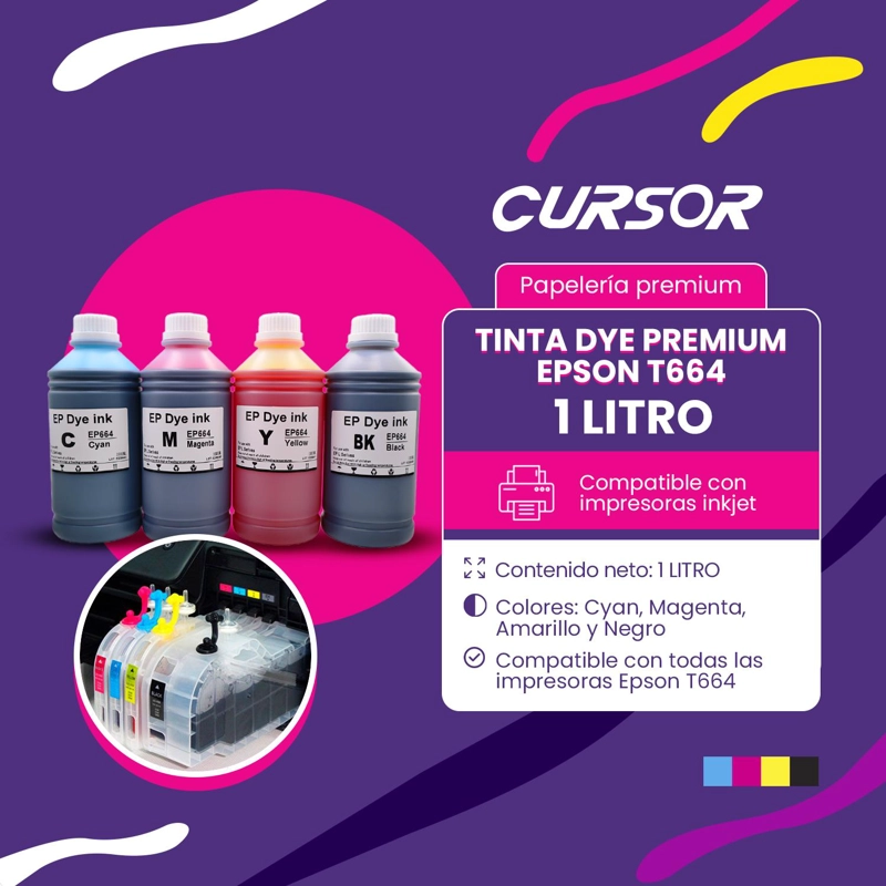 TINTA DYE PREMIUM COMPATIBLE EPSON T664 1 LT T664 CIAN - 3