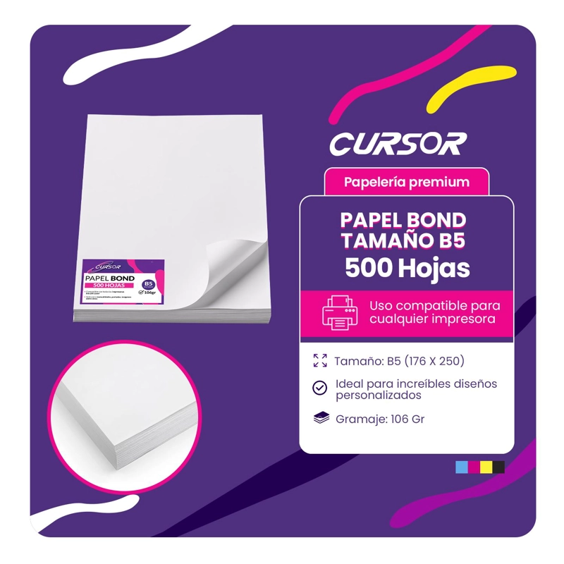 PAPEL BOND B5 106G 500H CURSOR - - 2