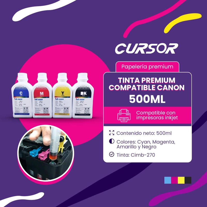 PACK X4 TINTA PREMIUM COMPATIBLE CANON 500MLG1100 2100 3100 - 2
