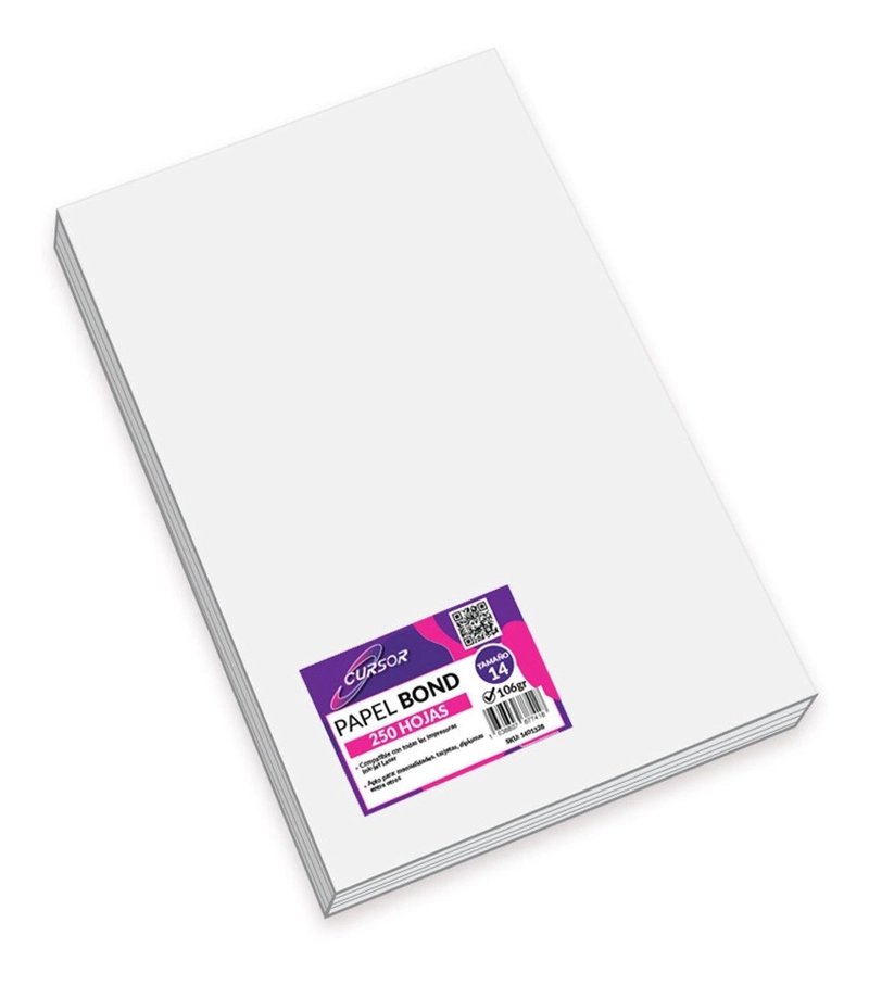 PAPEL BOND TAMANO 14 T14 CARTA GRAFICO 250 HOJAS CURSOR - 1