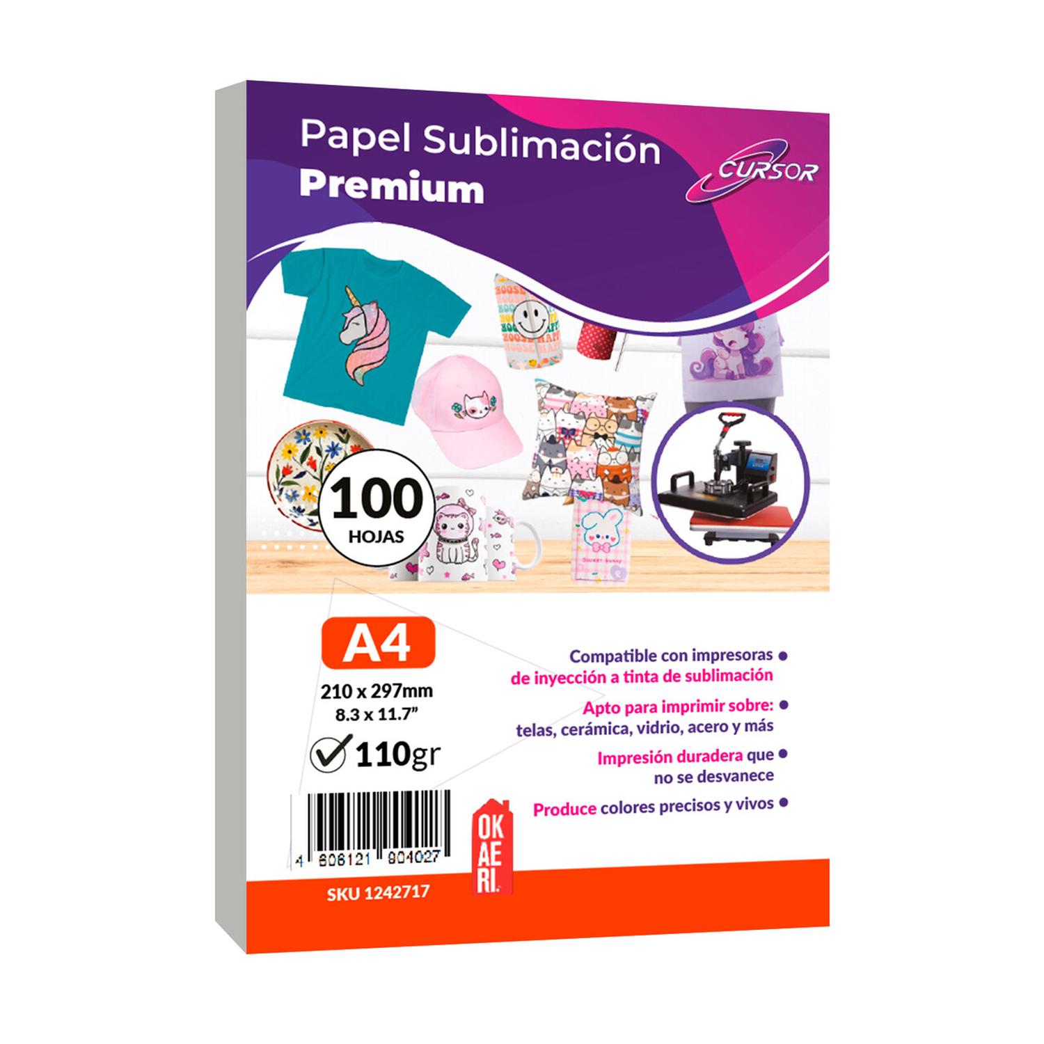 PAPEL SUBLIMACION A4 CURSOR 100 HOJAS 110G PREMIUM PRO COLOR - 1