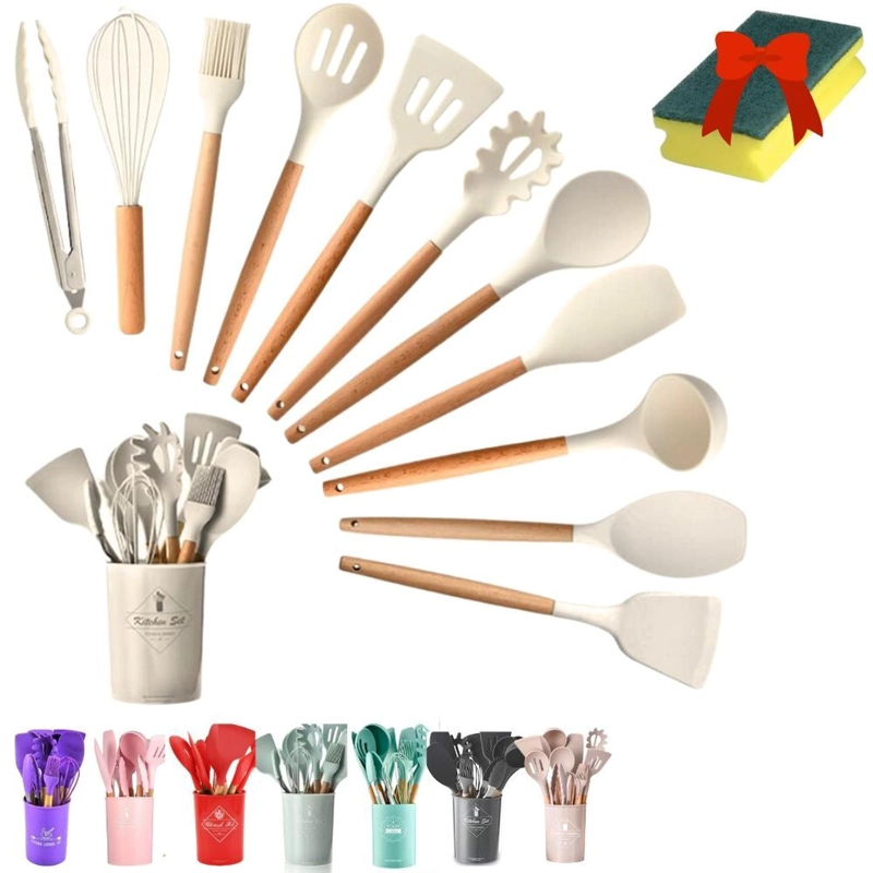 12 PIEZAS DE PALAS Y ESPATULAS UTENSILIOS GRIS OSCURO OKAERI REPOSTERIAS - 5