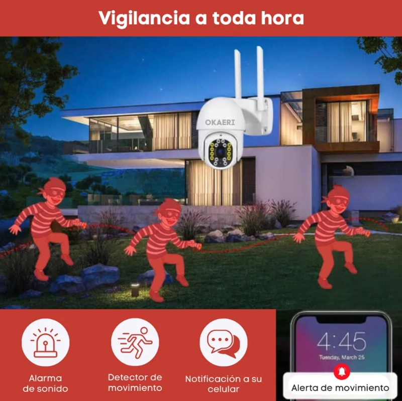 CAMARA IP DE SEGURIDAD WI-FI 2.4G VIGILANCIA EXTERIOR OKAERI YOOSE - 7