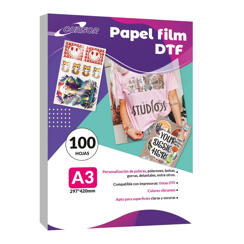 PAPEL DTF 100 HOJAS A3 CURSOR TAMAÑO A3 - 1
