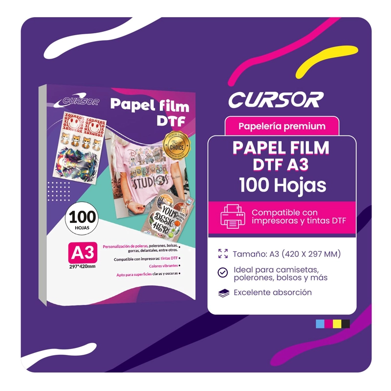 PAPEL DTF 100 HOJAS A3 CURSOR TAMAÑO A3 - 2