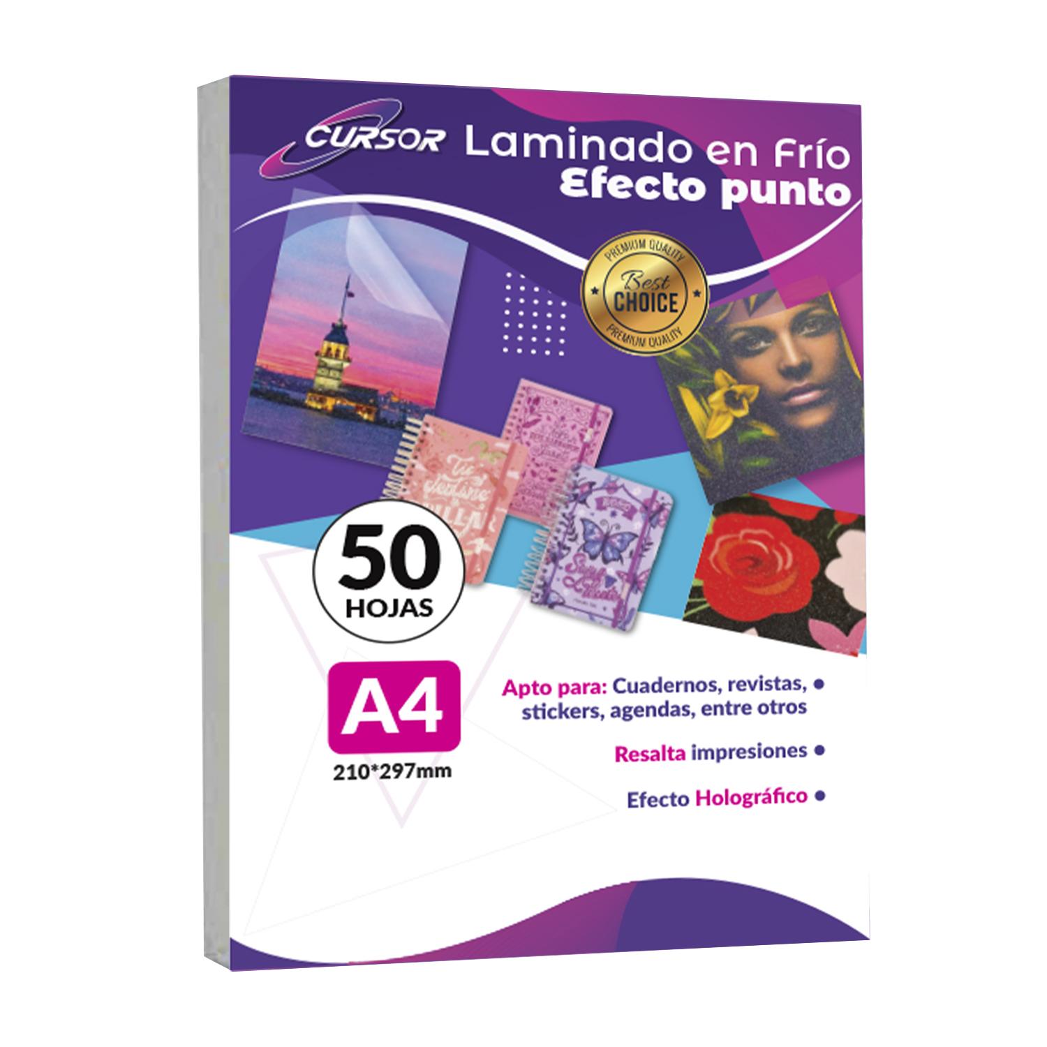 LAMINADO EN FRIO TRANSPARENTE EFECTO PUNTO A4/ 50 HOJAS CURSOR TAMAÑO A4 - 1